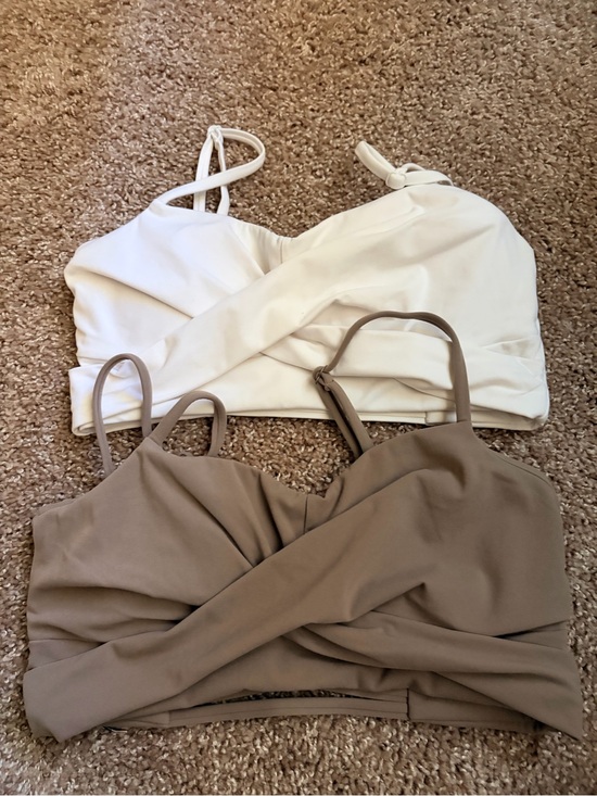 Buffbunny Collection Tops - Buffbunny Women’s Crisscross Bralette Top Set - White and Taupe